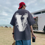 BONSIR  -  Summer Men Funny Smoke V Printed T Shirt Male O-neck T-shirt Daliy All-match Causal Tshirts Women Short Sleeve Tee Tops 5 Colors