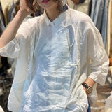 BONSIR  -  Chinese Style Buttoned Linen Shirt Spring and Summer New Elegant Stand-up Collar Slanted Sling Buttoned Loose Top