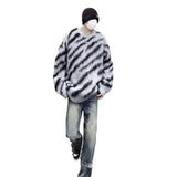 BONSIR  -  Hong Kong style lazy striped contrasting sweater for men in autumn and winter fashion brand versatile casual loose jacket
