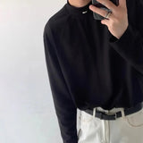 BONSIR  -  American Street Half Turtleneck Long-Sleeved T-Shirt Men 2025 Spring Autumn New Fashion High-End Structure Warm Bottoming Shirt