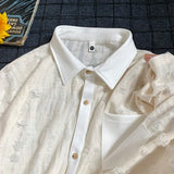 BONSIR  -  Men Streetwear Hollow Hole Short-sleeved T-shirt Hip Hop Single-breasted Short-sleeved Shirt Summer Trendy Couple Fashion Tops