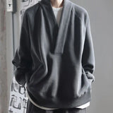 BONSIR  -  new graphite gray chic V-neck sweatshirt, bristle plus fleece raglan sweatshirt jacket