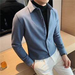 Bonsir Clothing Men's Winter Warm Long-Sleeved Shirts Men Fake Two Piece Knit Sweaters+Shirts Man Lapel Thickening Casual Shirts