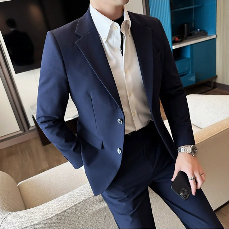 Bonsir 7XL-S (Blazer + Trousers) Fashion Slim Fit Men's Suit Italian Style Luxury Formal Business Social Wedding Tuxedos 2 Piece Set