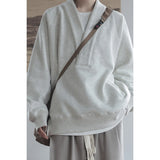 BONSIR  -  new graphite gray chic V-neck sweatshirt, bristle plus fleece raglan sweatshirt jacket