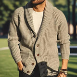 BONSIR  -  Fashion Vintage Men's Solid Color Casual Trendy Long Sleeve Turn-down Collar Breasted Cardigans Male Knitted Sweater Coat