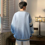 BONSIR  -  Preppy V-neck Sweater for Men Couples Pullovers Ins Knitted Top Autumn Korean Trendy Loose-fit Line Clothes for Students Youth