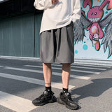 Bonsir Summer Suit Shorts Men Fashion Society Mens Dress Shorts Korean Loose Grey Black Casual Shorts Mens Office Formal Shorts M-2XL