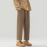 BONSIR   -  Solid Color Suit Pants Men Fashion Society Mens Dress Pants Korean Loose Straight Wide Leg Pants Mens Office Formal Trousers