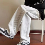 BONSIR  -  American Vintage Side Striped Pants Men Casual High Street Harem Trousers Y2K Joggers Baggy Straight Joggers Sweatpants