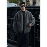 BONSIR  -  A large-sized men's jacket with a high-end American style in winter, featuring thickened lambskin and granular fleece