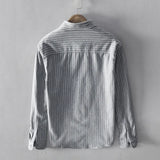 BONSIR  -  100% Cotton, Striped Loose Casual Long Sleeve Shirt for Spring and Autumn, High-quality Breathable, Moisture-wicking Men’s Shirt