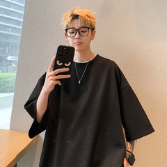 Bonsir Harajuku Men Oversized Chic Tee Shirts Summer Short Sleeve All-match T-Shirts Men's Korean Loose Tops Plus Size 5XL-M