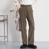 BONSIR  -  Korean Style Fashion Luxury Drape Straight Pants Men 2025 Spring And Autumn New Retro Solid Color Trend Mens Casual Trousers