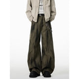 BONSIR  -  American retro washing jeans scimitar casual men's trendy brand pleated loose wide-leg work pants