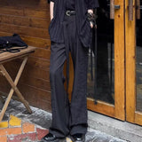 BONSIR  -  Mens Trousers With Straps Drapes Casual Pants Streetwear Fashion Dark Personality Versatile Straight Pants Men'S Clothing 2025