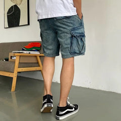 Bonsir Denim Shorts Men Summer Jeans Shorts Korean Fashion Clothing Knee Length Streetwear Bermuda Shorts