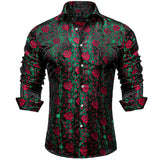 BONSIR  -  Mens Formal Blouse Paisley Long Sleeve Shirts Wedding Casual Style Lapel Neckline Polyester Fabric Regular Fit