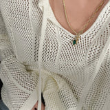 BONSIR  -  Daily Casual Vacation Wear Sexy Knit Top Hollow Out Shirt Brand New V Neck Design Casual Style Polyester Fabric