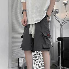 Bonsir Summer Mens Cargo Shorts Black Pocket Japanese Fashion Streetwear Hip Hop Short Pants