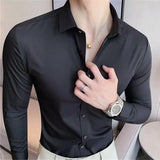 Bonsir New No Trace Slim Fit Shirts For Men High Quality Long Sleeve Slim Fit Casual Business Shirts Formal Social Party Dress
