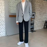 BONSIR  -  Plaid Blazer Men Oversized Fashion Society Mens Dress Jacket Korean Loose Casual Suit Jacket Mens Office Formal Jackets M-2XL