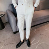 Bonsir Autumn New Solid Straight Casual Pant Men's Simple Versatile Business Social Trousers Formal Office Slim Fit Suit Pants