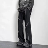 BONSIR  -  Autumn Streetwear Fake Zippers Jeans Men Korean Style Fashion Loose Straight Wide Leg Denim Pants New Men's Jeans Brand Clothing