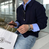 BONSIR  -  Streetwear Sweater Cardigan Men Fall Winter Casual Long Sleeve Sweatercoat Men's Baggy Thicken Thermal Knitted Sweaters Male Top