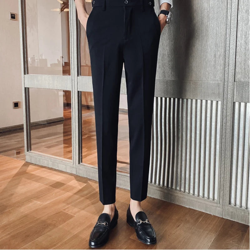 Bonsir Brand Clothing Fashion Male Spring High Quality Cotton Business Suit Trousers/Men's Pure Color Leisure Suit Pants 28-34