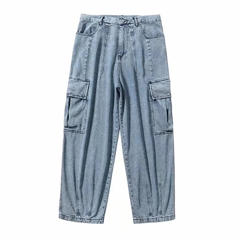 Bonsir Baggy Jeans Trousers Male Denim Pants Black Wide Leg Pants Men's Jeans Oversize Cargo Korean Streetwear Hip Hop Harajuku