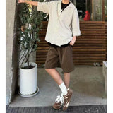BONSIR  -  Oversized Men's Striped Half Sleeve Shirt, Simple, Comfortable and Versatile, Business Casual Unisex
