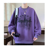 BONSIR  -  Young Style Spliced Sweatshirts Autumn Winter Fleece O-Neck Men's Clothing Loose Letter Printed Korean Basic Long Sleeve Hoodies