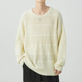 BONSIR  -  Streetwear Men Vintage Sweaters Korean Fashion Solid Color Loose Sweater Men Thickened Round Neck Lazy Autumn Knitted Pullover
