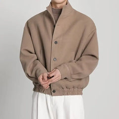 Bonsir Autumn winter high-end workwear stand up collar jacket woolen coat British style baseball uniform