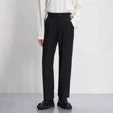BONSIR  -  Korean Style Fashion Luxury Drape Straight Pants Men 2025 Spring And Autumn New Retro Solid Color Trend Mens Casual Trousers