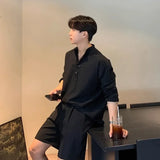 BONSIR  -  Oversized Korean-style Shirt Hanging Sense Shirt. Youth Long-sleeved Shirt Casual Travel Daily Street Fashion Men Loose-fitting