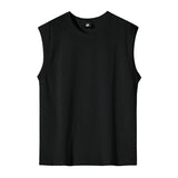 BONSIR  -  Y2K Style Hollow Out Knitted Tank Tops Men Summer New Fashion Streetwear O Neck Sleeveless Knit Vest Leisure Mens Knit Camisoles