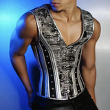 Bonsir Mens Sexy Perspective Tight-Waisted Vest, Genderless Fashion Nightclub Temperament Youth Trendy Business Breathable Top Unisex
