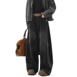 BONSIR  -  Spring and Autumn American retro scimitar jeans men's high street loose design cleanfit straight wide-leg trousers