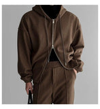 BONSIR  -  Maillard casual sports suit men's spring and autumn heavy hooded sweatshirt cardigan splicing