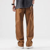 Bonsir New Loose Brown Jeans for Mens Straight Personalized Pocket Decorative Pants for Spring and Summer