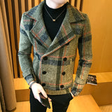 Bonsir Autumn Winter Mens Short Slim Fit Woolen Coat Double Breasted Design Casual Windbreaker Fashion Retro Trench Overcoat 5XL-M
