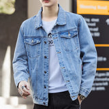 BONSIR  -  Spring and Autumn Men's Spliced Turn-down Colla Button Pocket Fashion Solid Color Loose Comfortable Long Sleeve Jackets