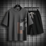 BONSIR  -  Summer Men's T-Shirt and Shorts Sets Casual Letter Print Two Piece Sets Mens O Neck Sports Tracksuit Fashion High Street Suits