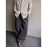 BONSIR  -  Korean style texture pleated ice silk casual pants for men's summer old money style drooping cleanfit wide-leg trousers