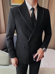 Bonsir Fashion Double Breasted Design Slim Fit Suit Jacket 2024 New Men's Casual Wedding Party Blazers Best Man Prom Suit Coats Tuxedo