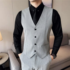 Bonsir 7XL ( Vest + Pants) Men Luxury Fashion Business Slim Single-breasted Men Suit Vest 2 pieces Formal Groom Wedding Dress Vest Set