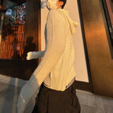 Bonsir Spring Fall Personalized Y2k Street Hip Hop Sweater Fashion Zipper Hood Cardigan Men's Long Sleeve Jacket Neutral Knitted Coat