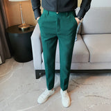 Bonsir Autumn New Waffle Stretch Waist Business Formal Pants Men Fashion Wedding Slim Trouser Mens Brand Social Party Suit Pants